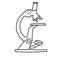 Outline of a medical microscope on a white background. Vector Doodle illustrations.