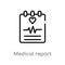 outline medical report vector icon. isolated black simple line element illustration from health and medical concept. editable