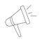 Outline megaphone icon. Mouthpiece symbol. Loudspeaker button