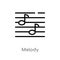 outline melody vector icon. isolated black simple line element illustration from music concept. editable vector stroke melody icon