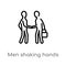 outline men shaking hands vector icon. isolated black simple line element illustration from business concept. editable vector