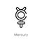 outline mercury vector icon. isolated black simple line element illustration from zodiac concept. editable vector stroke mercury