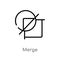 outline merge vector icon. isolated black simple line element illustration from geometric figure concept. editable vector stroke