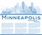 Outline Minneapolis Minnesota USA Skyline with Blue Buildings an