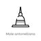 outline mole antonelliana in turin vector icon. isolated black simple line element illustration from cinema concept. editable