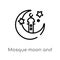 outline mosque moon and star vector icon. isolated black simple line element illustration from other concept. editable vector