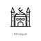 outline mosque vector icon. isolated black simple line element illustration from desert concept. editable vector stroke mosque