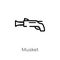 outline musket vector icon. isolated black simple line element illustration from weapons concept. editable vector stroke musket