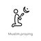 outline muslim praying vector icon. isolated black simple line element illustration from cultures concept. editable vector stroke