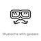 outline mustache with glasses vector icon. isolated black simple line element illustration from party concept. editable vector