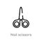 outline nail scissors vector icon. isolated black simple line element illustration from hygiene concept. editable vector stroke