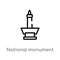outline national monument monas vector icon. isolated black simple line element illustration from monuments concept. editable