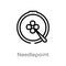 outline needlepoint vector icon. isolated black simple line element illustration from sew concept. editable vector stroke