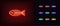 Outline neon fish skeleton icon. Glowing neon fishbone sign, fish spine pictogram