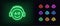 Outline neon gamer icon. Glowing neon emoticon gamer with headphones, esports geek logo