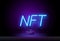 Outline neon NFT icon. Glowing neon nft sign, non-fungible token pictogram in vivid colors. Crypto art, virtual