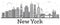 Outline New York USA City Skyline with Modern Buildings Isolated