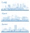 Outline Newport, Swansea and Cardiff Wales City Skyline Set