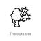 outline the oaks tree vector icon. isolated black simple line element illustration from nature concept. editable vector stroke the