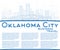 Outline Oklahoma City Skyline with Blue Buildings and Copy Space