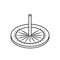 Outline old sundial icon. Line style. Ancient sundial vector illustration for web design