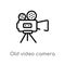 outline old video camera vector icon. isolated black simple line element illustration from electronic stuff fill concept. editable