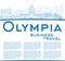 Outline Olympia (Washington) Skyline with Blue Building