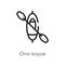 outline one kayak vector icon. isolated black simple line element illustration from nautical concept. editable vector stroke one