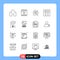 Outline Pack of 16 Universal Symbols of antenna, image, video design, frame, scince