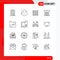 Outline Pack of 16 Universal Symbols of bank, office, study, estate, plant