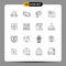 Outline Pack of 16 Universal Symbols of bone, location, gloves, home, fan