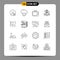 Outline Pack of 16 Universal Symbols of code, love, watch, key, folder