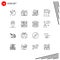 Outline Pack of 16 Universal Symbols of main, board, pilot, placeholder, electric