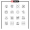 Outline Pack of 16 Universal Symbols of modeling, animation, bloom, new year, card