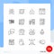 Outline Pack of 16 Universal Symbols of office, phone, arrows, hosting, web page