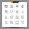 Outline Pack of 16 Universal Symbols of pencil, holder, atom, parking, machine