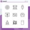 Outline Pack of 9 Universal Symbols of arts, music, cable, learning, computer