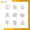 Outline Pack of 9 Universal Symbols of on, design element, human, security, internet