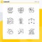 Outline Pack of 9 Universal Symbols of fintech innovation, folder, business, world, dollar