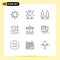 Outline Pack of 9 Universal Symbols of group, swimming, entertainment, summer, holiday