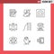 Outline Pack of 9 Universal Symbols of kindergarten, baby, finger, message, email