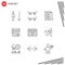 Outline Pack of 9 Universal Symbols of right, arrow, sale, note, education