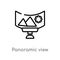 outline panoramic view vector icon. isolated black simple line element illustration from future technology concept. editable
