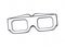 Outline of Paper 3d glasses front view. Stereo retro glasses for three-dimensional cinema. Symbol of the film industry.