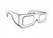 Outline of paper 3d glasses isometric view. Stereo retro glasses for three-dimensional cinema. Symbol of film industry