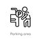 outline parking area vector icon. isolated black simple line element illustration from people concept. editable vector stroke