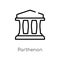 outline parthenon vector icon. isolated black simple line element illustration from greece concept. editable vector stroke