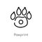 outline pawprint vector icon. isolated black simple line element illustration from animals concept. editable vector stroke