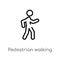 outline pedestrian walking vector icon. isolated black simple line element illustration from sports concept. editable vector