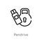 outline pendrive vector icon. isolated black simple line element illustration from gdpr concept. editable vector stroke pendrive